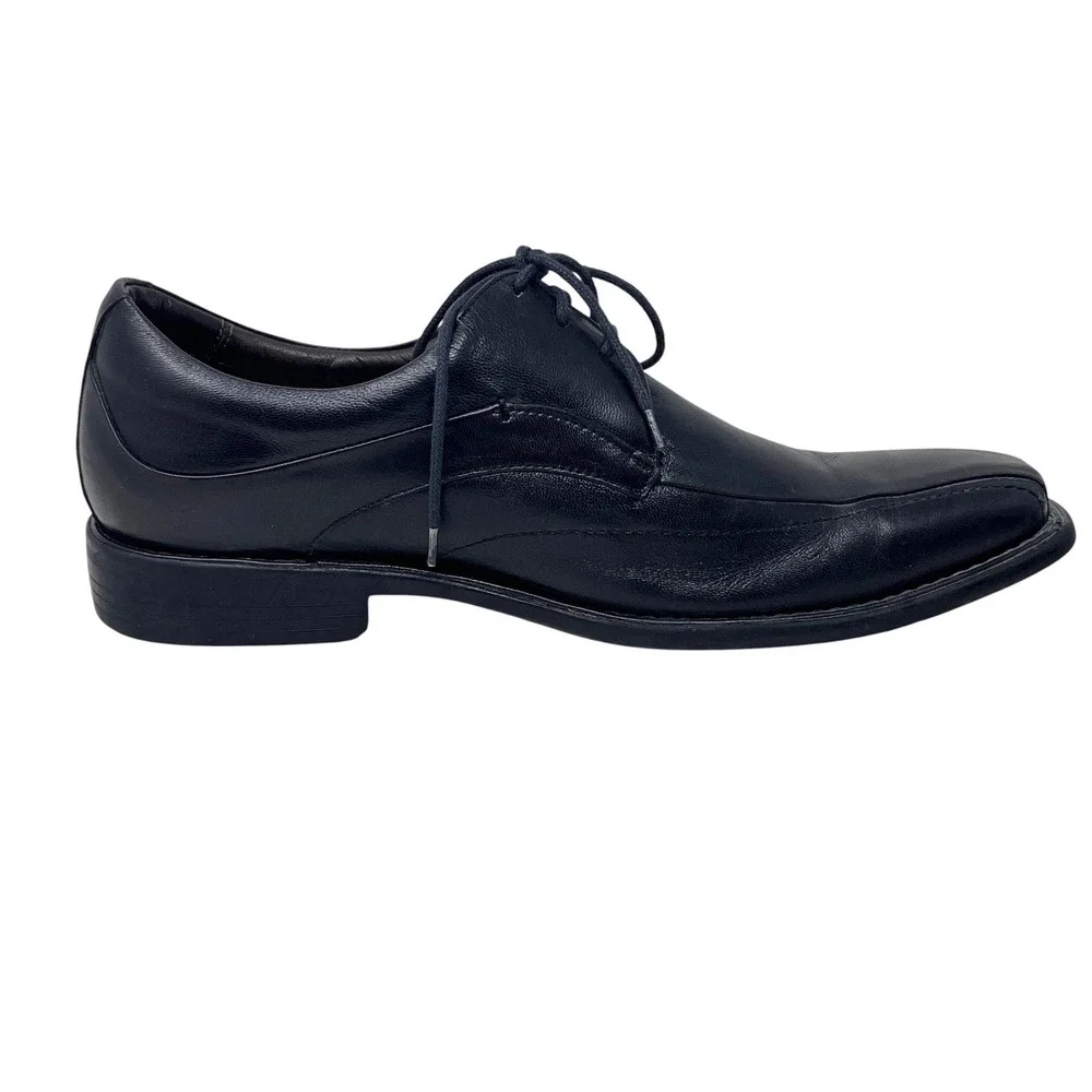 Johnston & Murphy Mens Black Leather Dress Shoes Lace‎ Up Square Toe Size 11M